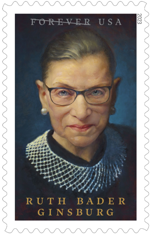 a new USPS stamp design to honor the late Ruth Bader Ginsburg