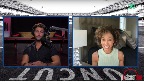 Jay Cutler and Sage Steele on "Uncut with Jay Cutler" in September 2021
