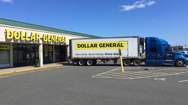 Dollar General delivery truck outside of store