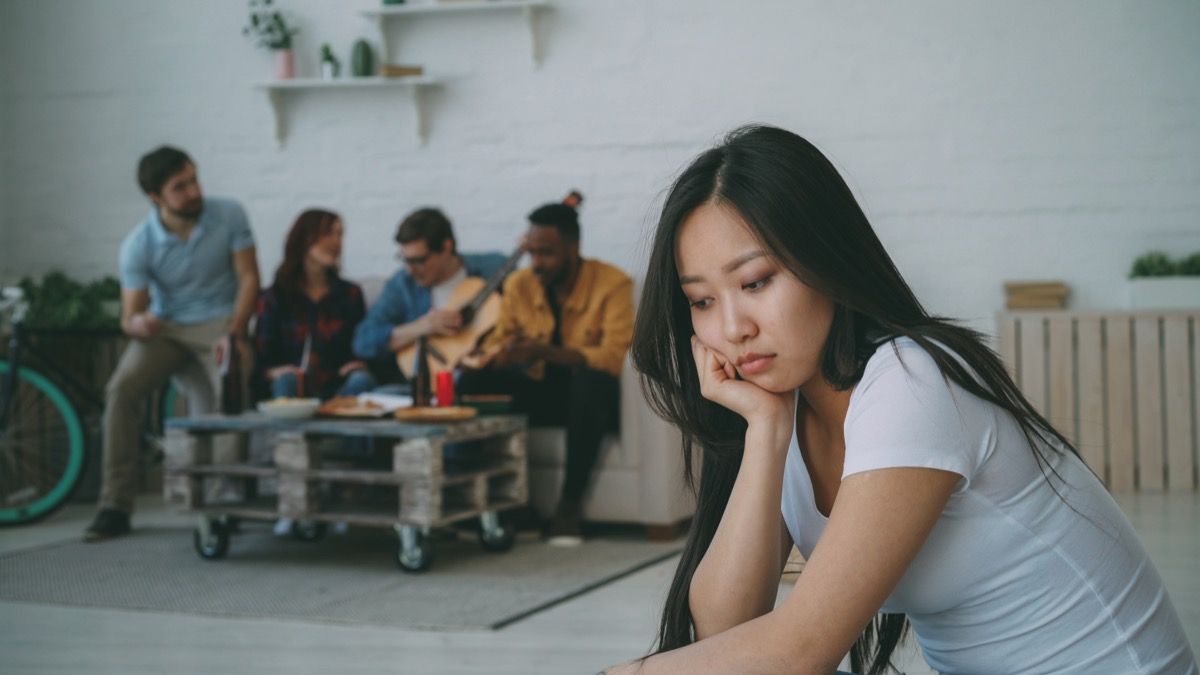 woman feels left out from group