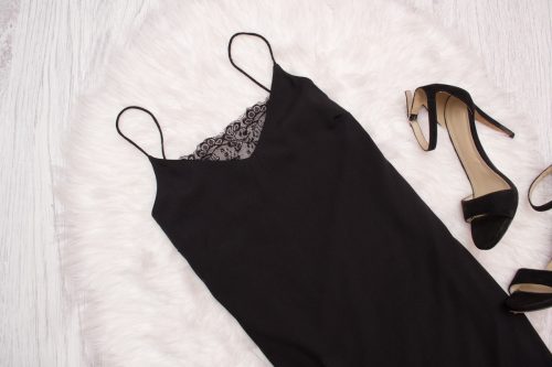 black dress with shoes