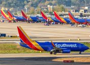 Southwest Airlines Boeing 737-700 airplanes at Atlanta Airport (ATL) in the United States.