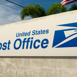 Layton, Florida, United States - August 14, 2018: View of the United States Post Office sign by the Overseas Highway in Layton, Florida Keys - United States