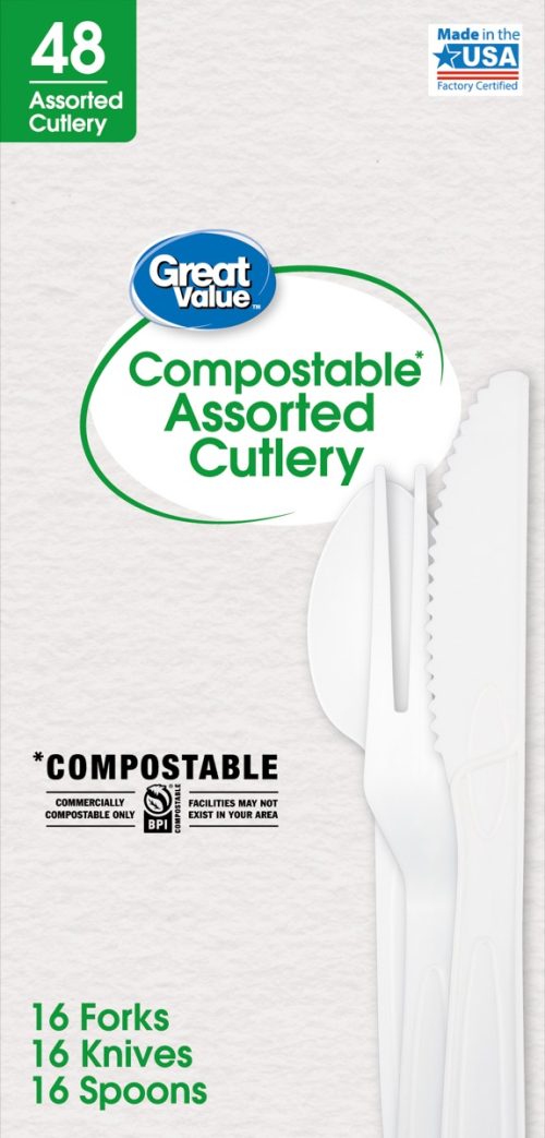 Walmart compostable assorted cutlery offering