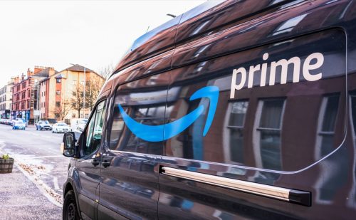 Amazon Prime delivery van on the street