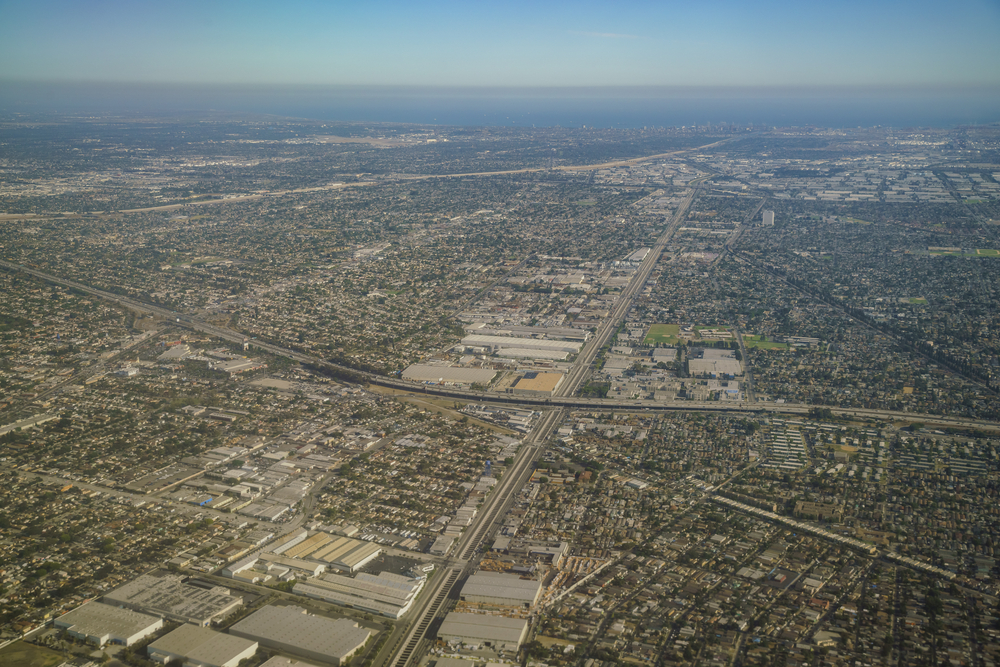 An aerial view of Compton, California