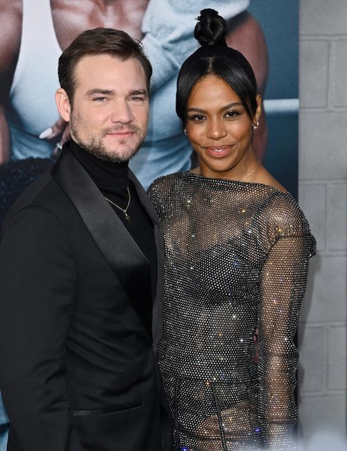 Daniel Durant and Britt Stewart at the premiere of "Creed III" in 2023