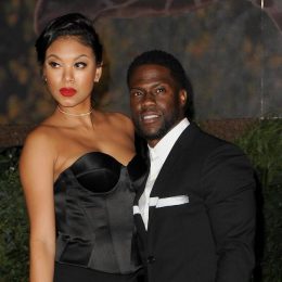 Eniko and Kevin Hart at the premiere of "Jumanji: Welcome To The Jungle" in 2017