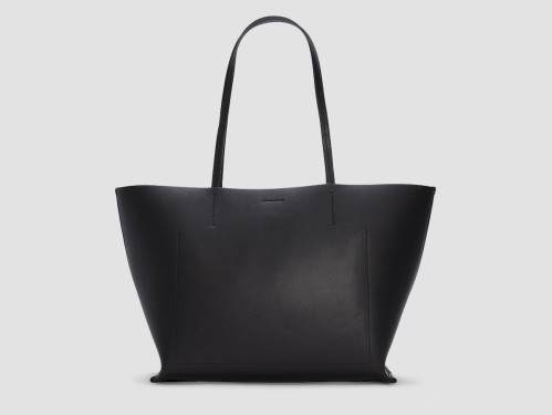 Product shot of Everlane's Italian leather black tote