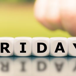 Hand turns a dice and changes the expression "friday 12th" to "friday 13th".