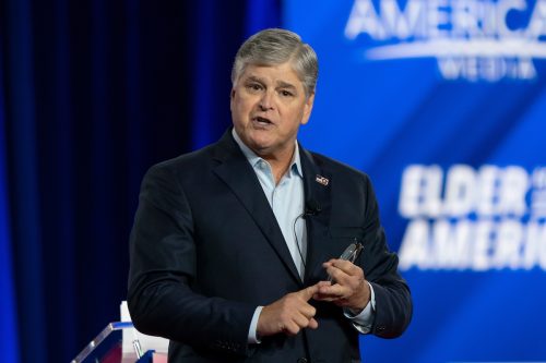 Sean Hannity speaks during the CPAC Texas 2022 conference