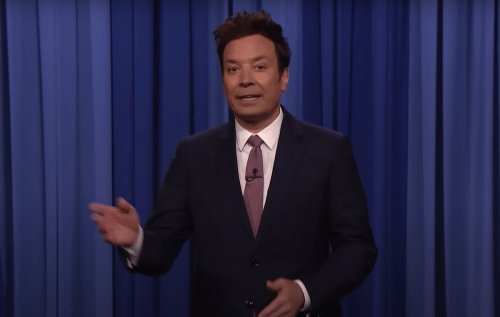 Jimmy Fallon hosting "The Tonight Show" in April 2023