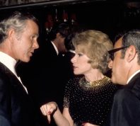 Johnny Carson, Joan Rivers, and Edgar Rosenberg at a "Tonight Show" party in 1972