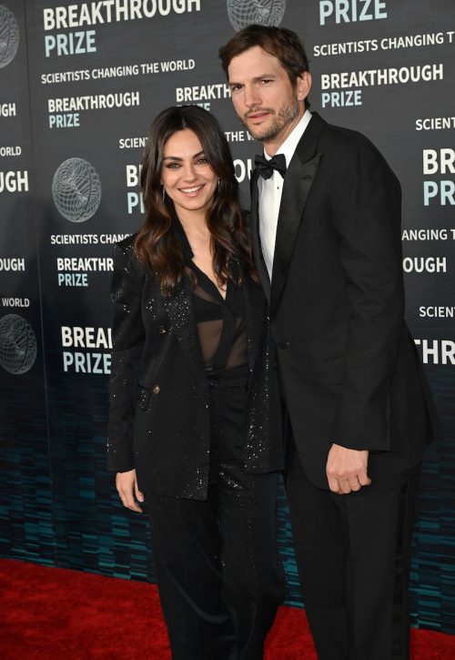 Mila Kunis and Ashton Kutcher at the Breakthrough Prize Ceremony in 2023