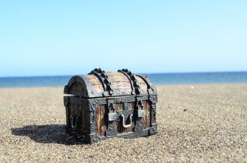 pirate treasure chest on beach
