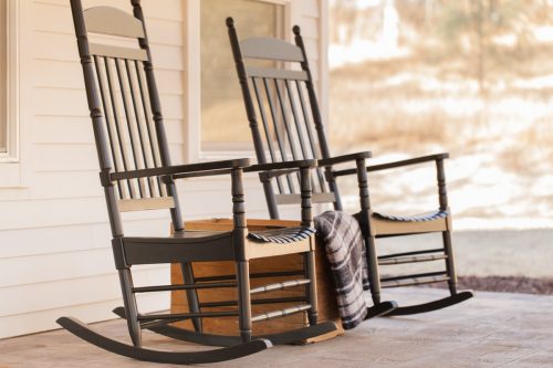 cozy rocking chairs on porch