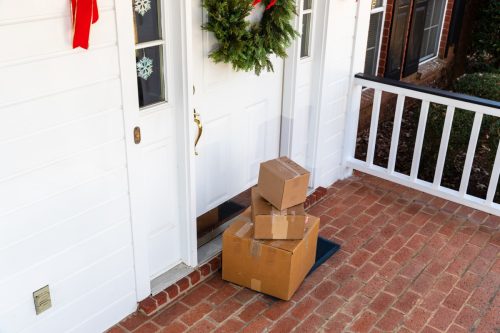 packages on front porch during holiday season