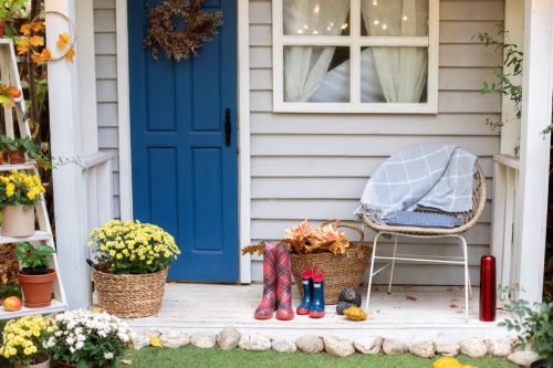 cozy colorful front porch