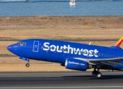 A Southwest Airlines plane taking off