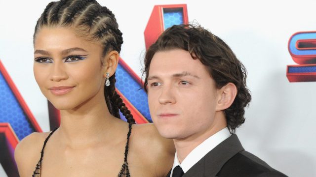 Zendaya and Tom Holland at the premiere of "Spider-Man: No Way Home" in 2021