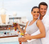 happy caucasian couple having fun on cruise trip