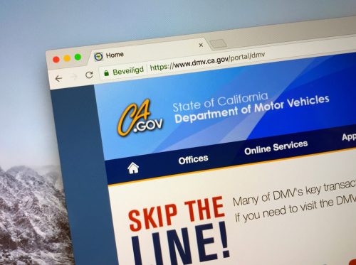 Sacramento, California, United States - September 1, 2018: Website of the California Department of Motor Vehicles.