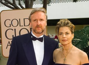 James Cameron and Linda Hamilton at the 1998 Golden Globe Awards