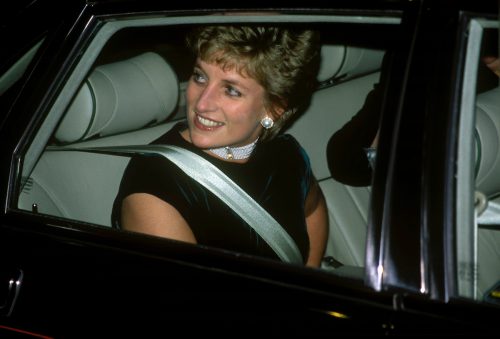 Princess Diana arriving to the National Portrait Gallery in London in 1995