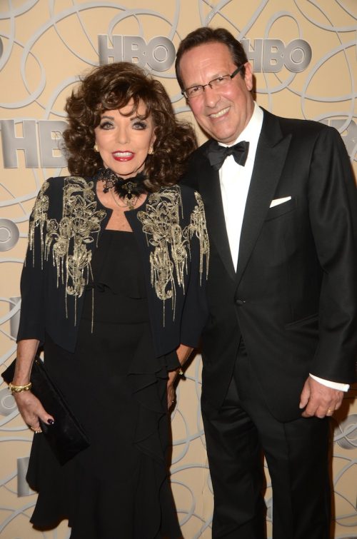 Joan Collins and Percy Gibson at the HBO Golden Globes After-Party in 2017