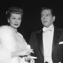 Lucille Ball and Desi Arnaz at the 1957 Emmy Awards