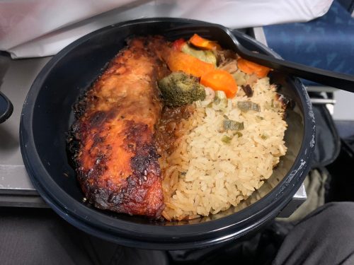 microwaved salmon and rice