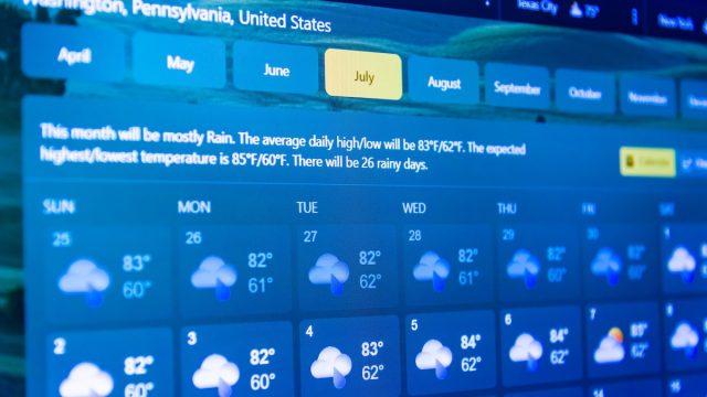 Monthly weather forecast website