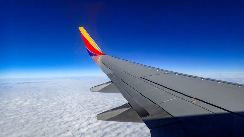 view from the wing of a southwest plane
