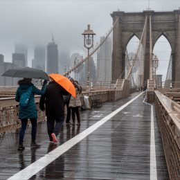 rainy day on the brooklyn bridge