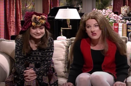 Sara Gilbert and Melanie Hutsell on "SNL" in 1994