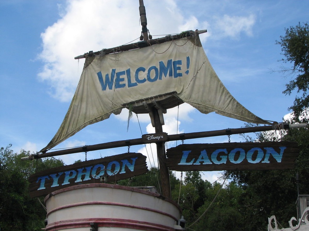welcome sign for disney world's typhoon lagoon