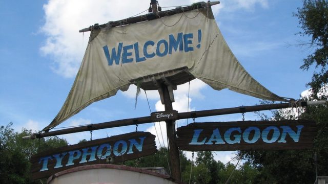 welcome sign for disney world's typhoon lagoon