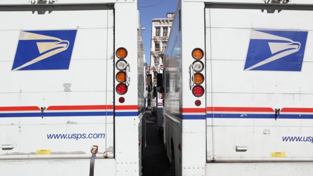 USPS mail delivery trucks NYC