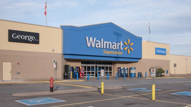 TRURO, CANADA - NOVEMBER 09, 2014: Walmart storefront. Walmart is an American orporation with chains of department and warehouse stores. Walmart has more than 11,000 stores in 27 countries.