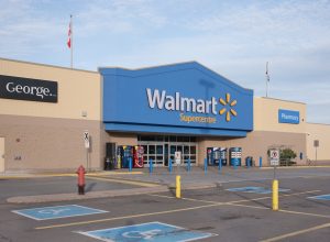 TRURO, CANADA - NOVEMBER 09, 2014: Walmart storefront. Walmart is an American orporation with chains of department and warehouse stores. Walmart has more than 11,000 stores in 27 countries.