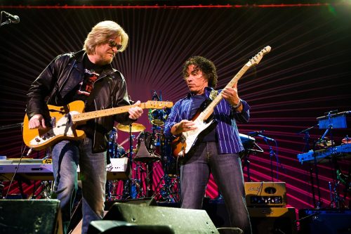 SEATTLE - SEPT. 5: Legendary Rock Musicians Daryl Hall and John Oates of the band Hall and Oates perform on stage during the Bumbershoot Music Festival in Seattle on September 5, 2011.
