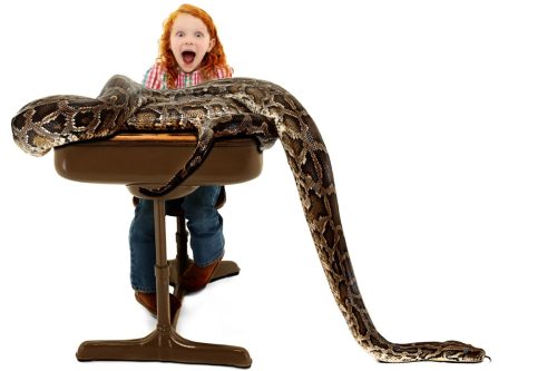 school girl scared of snake