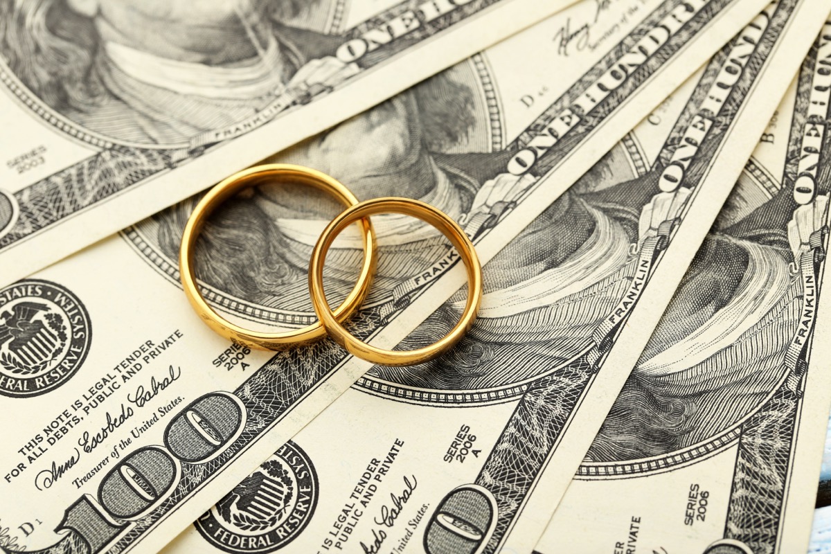 Wedding Rings on Top of Money