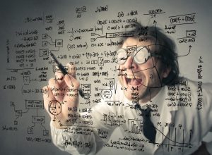 mad scientist writing equations