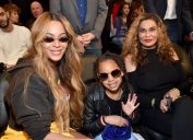 Beyoncé, Blue Ivy Carter, and Tina Knowles at the 2018 NBA All-Star Game