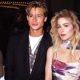 Brad Pitt and Christina Applegate at the 1989 MTV Video Music Awards