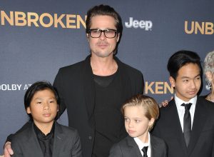 Pax Jolie-Pitt, Brad Pitt, Shiloh Jolie-Pitt, and Maddox Jolie-Pitt at the premiere of "Unbroken" in 2014