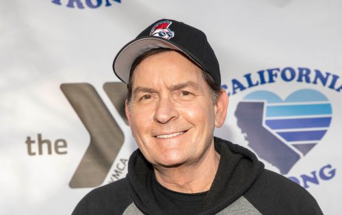 Charlie Sheen at the California Strong Drive-In Movie fundraiser in 2021