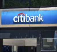 Chicago, IL, USA - June 9, 2023: Citibank logo sign on office building in Downtown Chicago