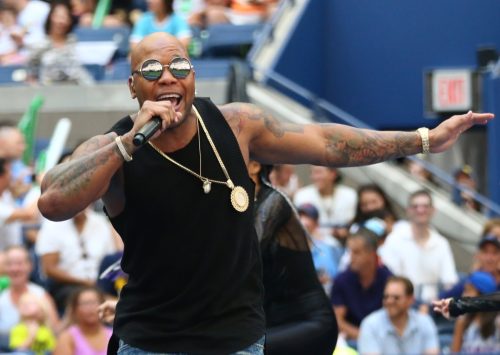 NEW YORK - AUGUST 27, 2016: American rapper, singer, and songwriter Flo Rida participates at Arthur Ashe Kids Day 2016 at Billie Jean King National Tennis Center in New York